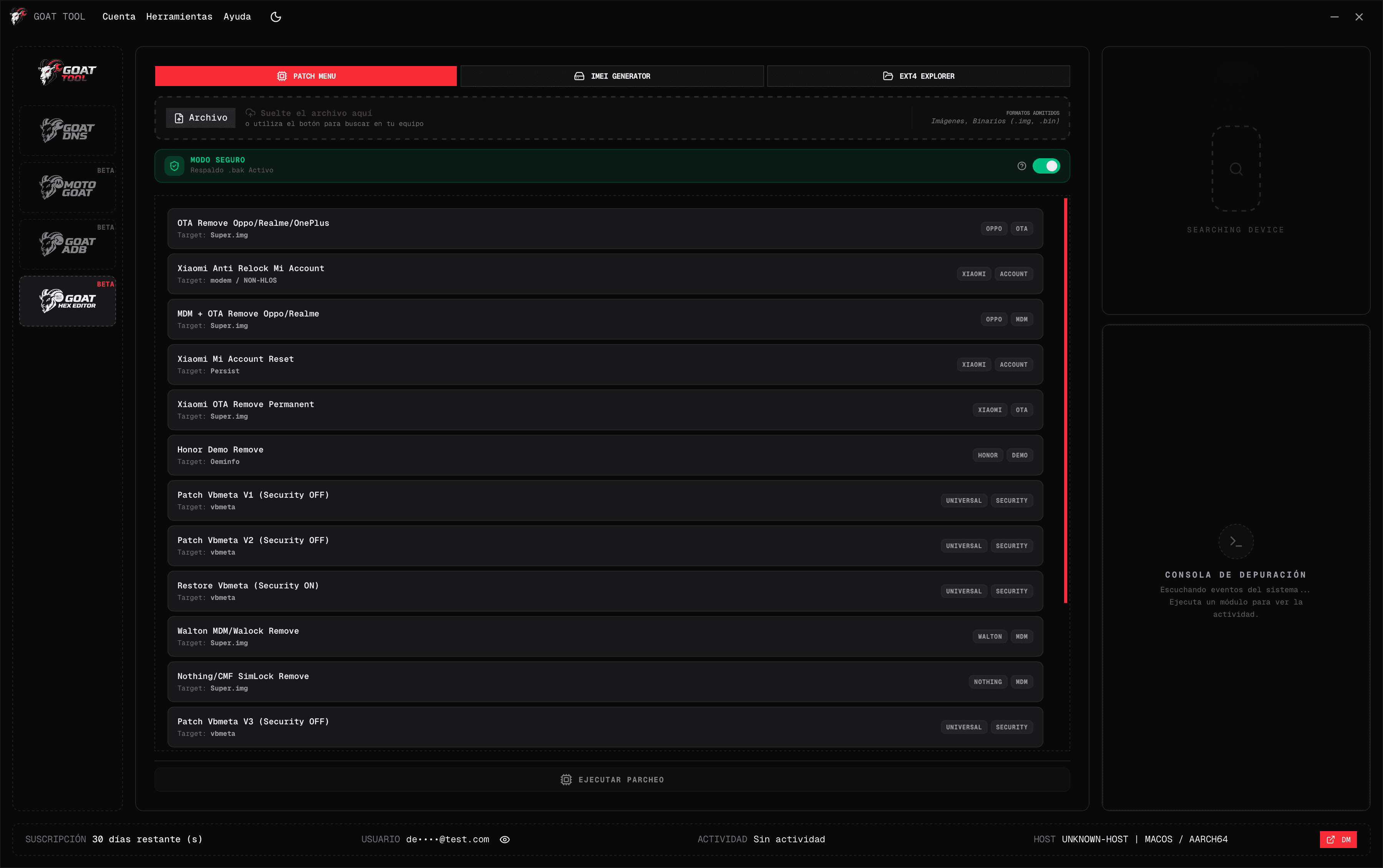 GoatHex interface for patch selection and file-based repair work