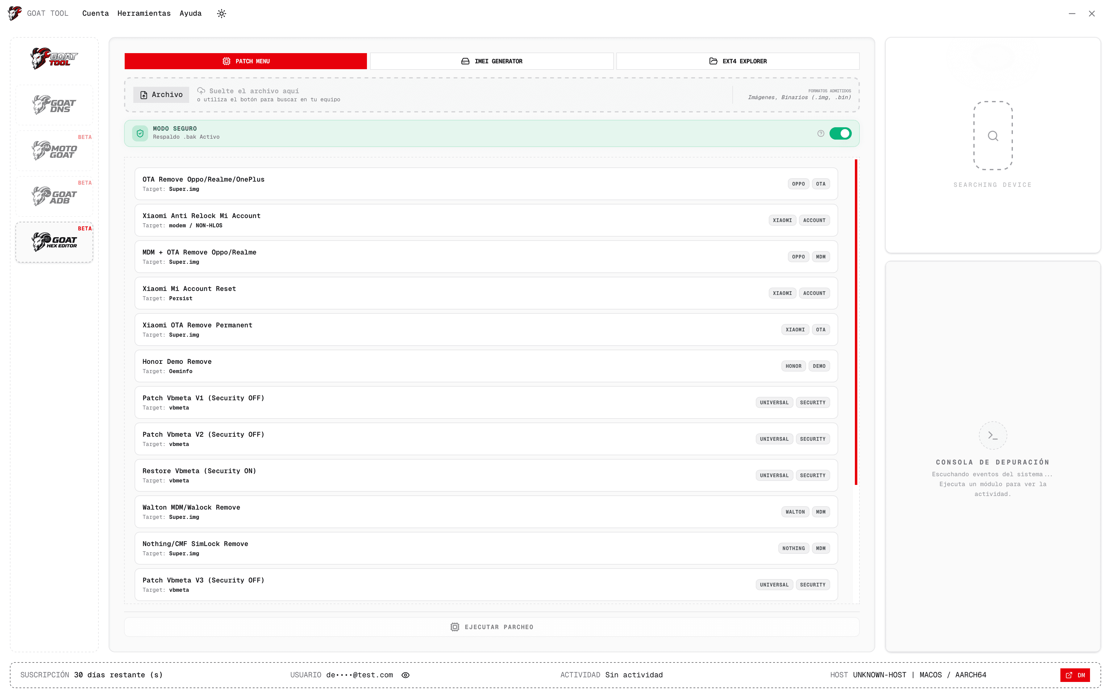 GoatHex interface for patch selection and file-based repair work